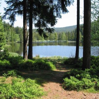 Blick auf den Fichtelsee im Fichtelgebirge