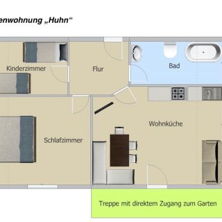 Grundriss der Ferienwohnung Huhn