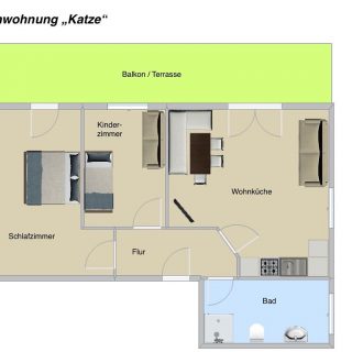 Grundriss der Ferienwohnung Katze