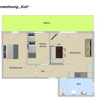 Grundriss der Ferienwohnung Kuh